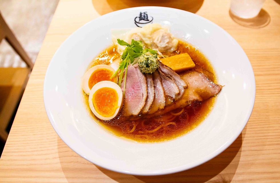 Ramen Ginza Onodera - Closeup of the Shoyu Ramen