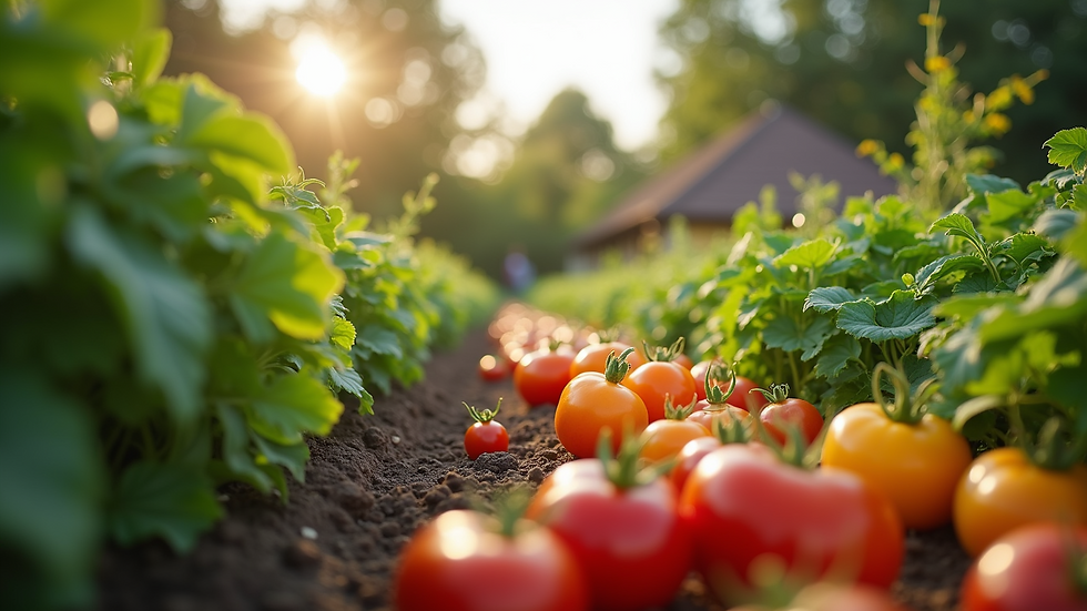 Eye-level view of a colorful vegetable garden