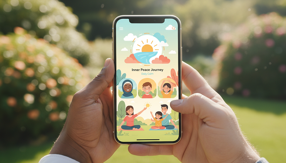 A close-up of a smartphone showing a calming meditation app, one of the nervous system regulation tools for digital burnout covered in this guide