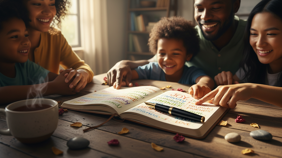 An open journal on a wooden table with handwritten gratitude notes and a pen, the kind of self-tracking that sits alongside rather than replaces therapy for mental health