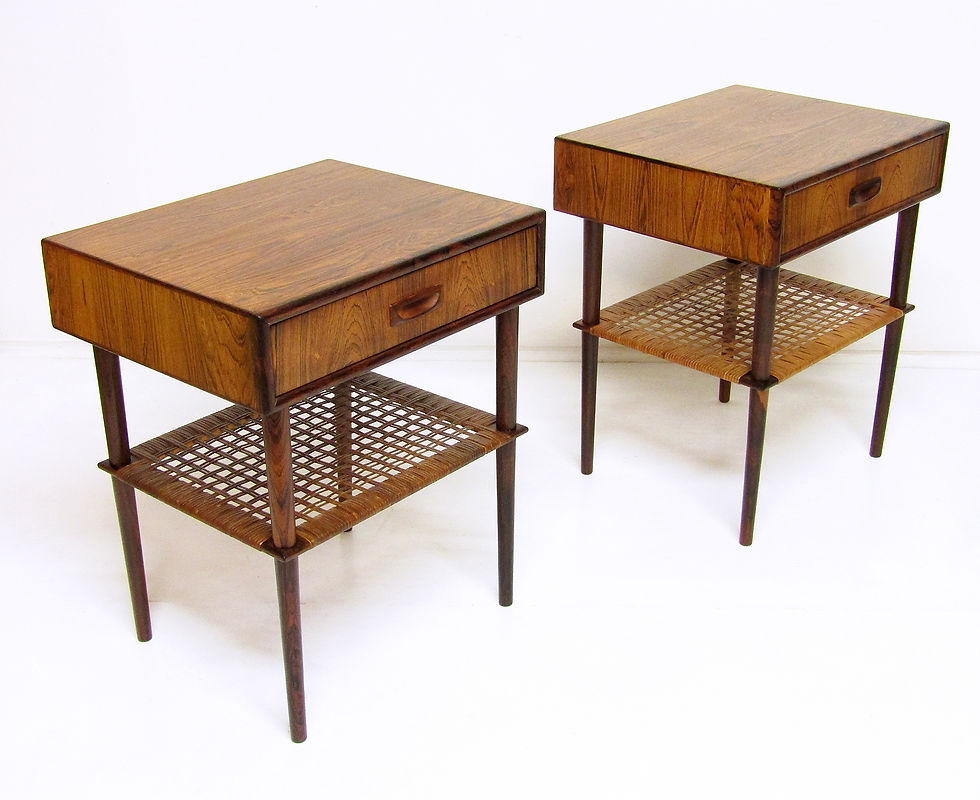 Two 1960s Danish Rosewood Lamp Table Nightstands Arne Hovmand Olsen