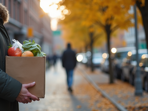 person holding a bag of groceries
