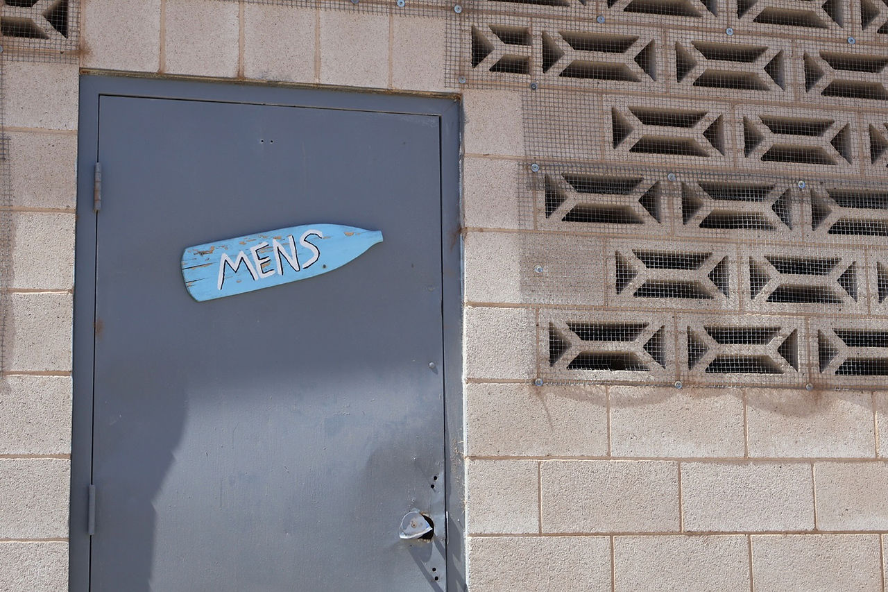 mens restroom at dowling aquatic base