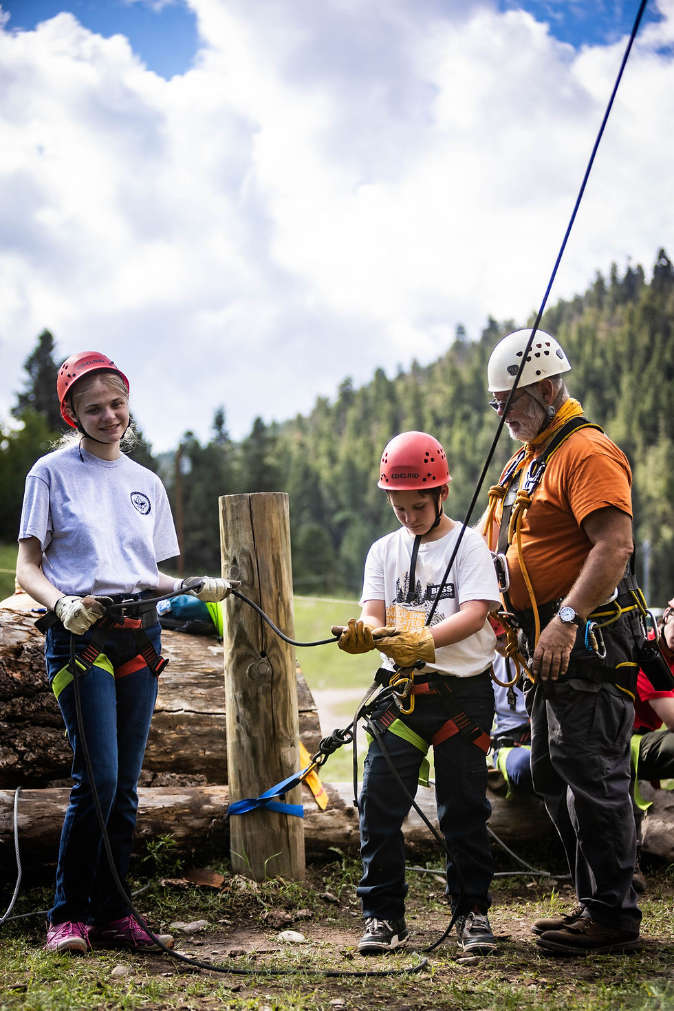scouts on ropes course at wehinahpay mountain camp