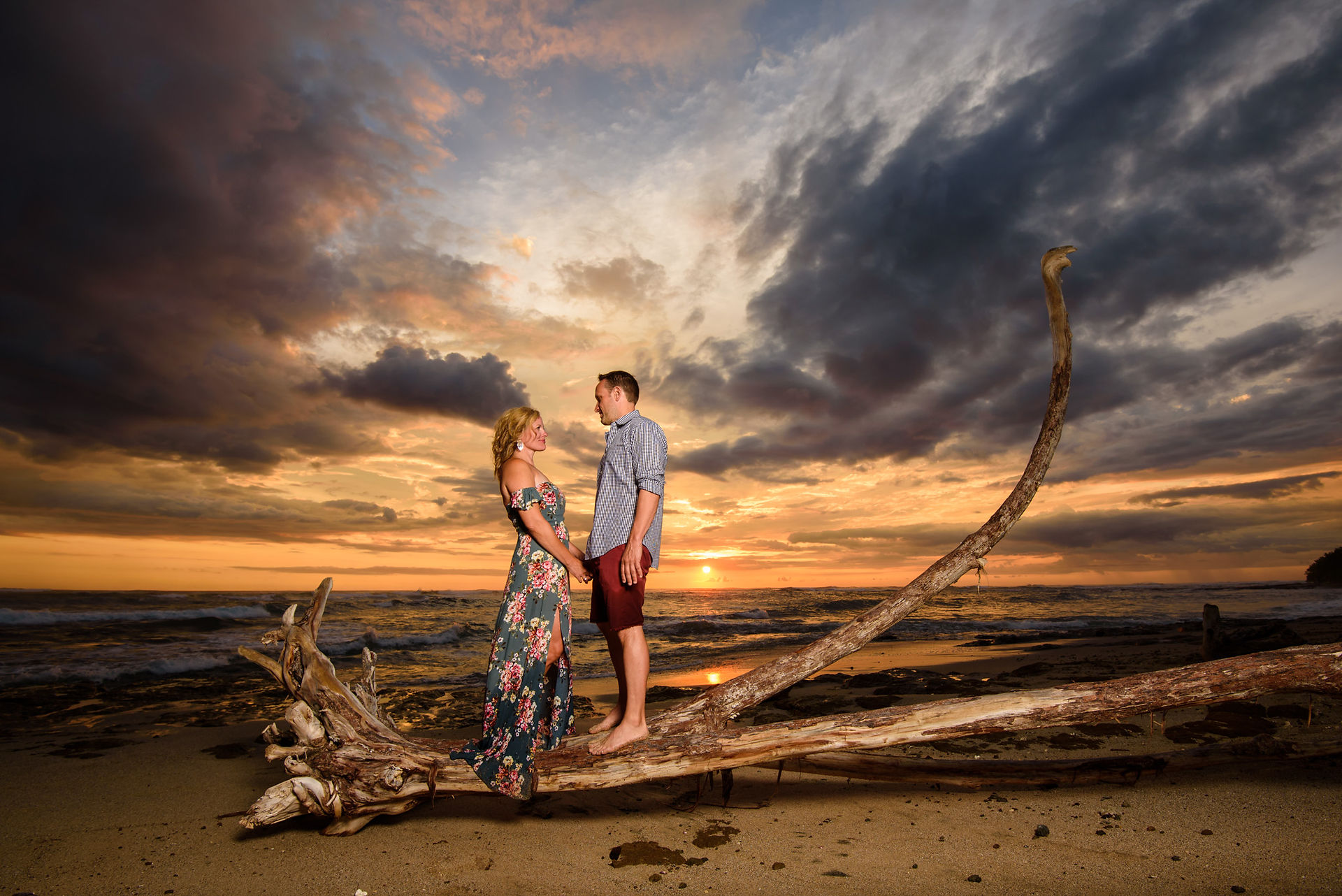 Sunset photo shoot at Hacienda Pinilla in Costa Rica