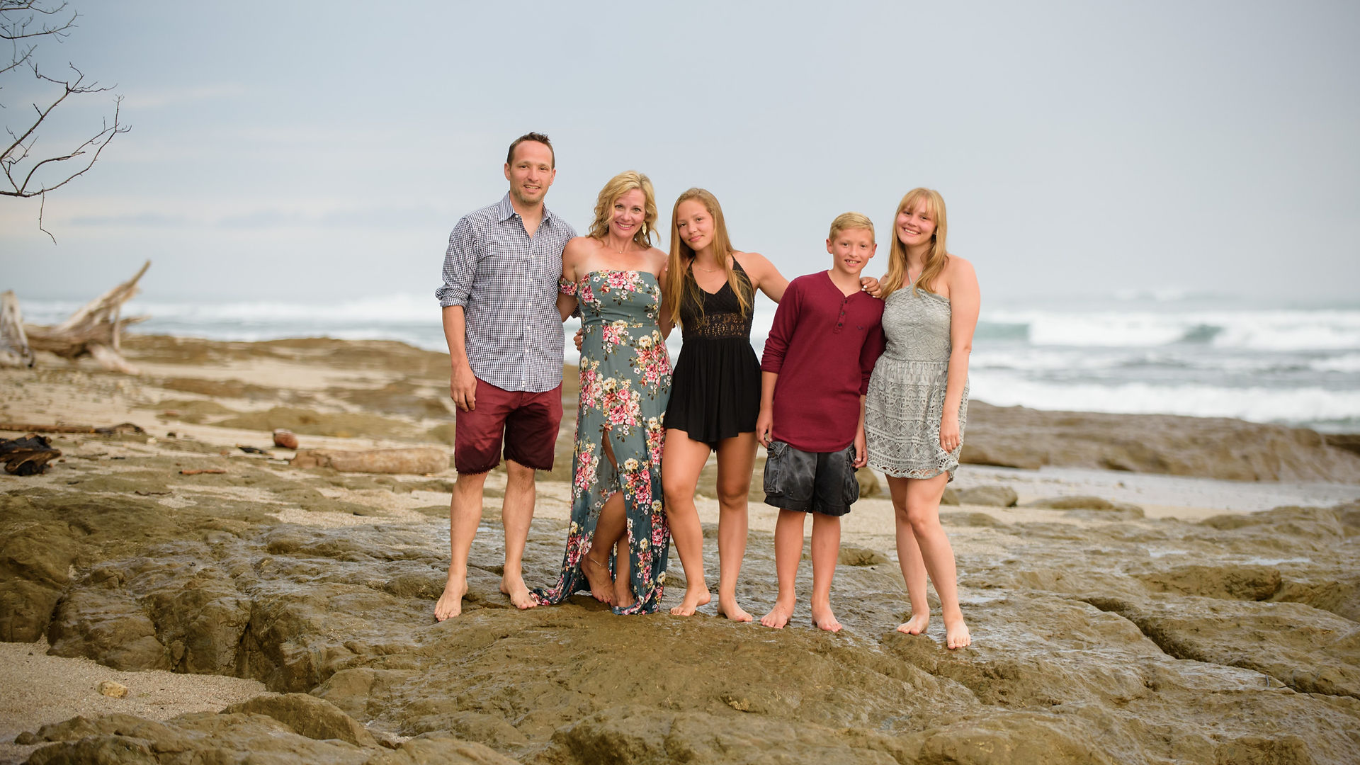 Family photos at Hacienda Pinilla in Costa Rica