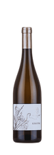 Weinflasche mit goldenem Flaschenhals und hellem Etikett. Das Etikett zeigt eine zarte Weinranken-Zeichnung sowie die Aufschrift "Vesztergombi Ezertőke".