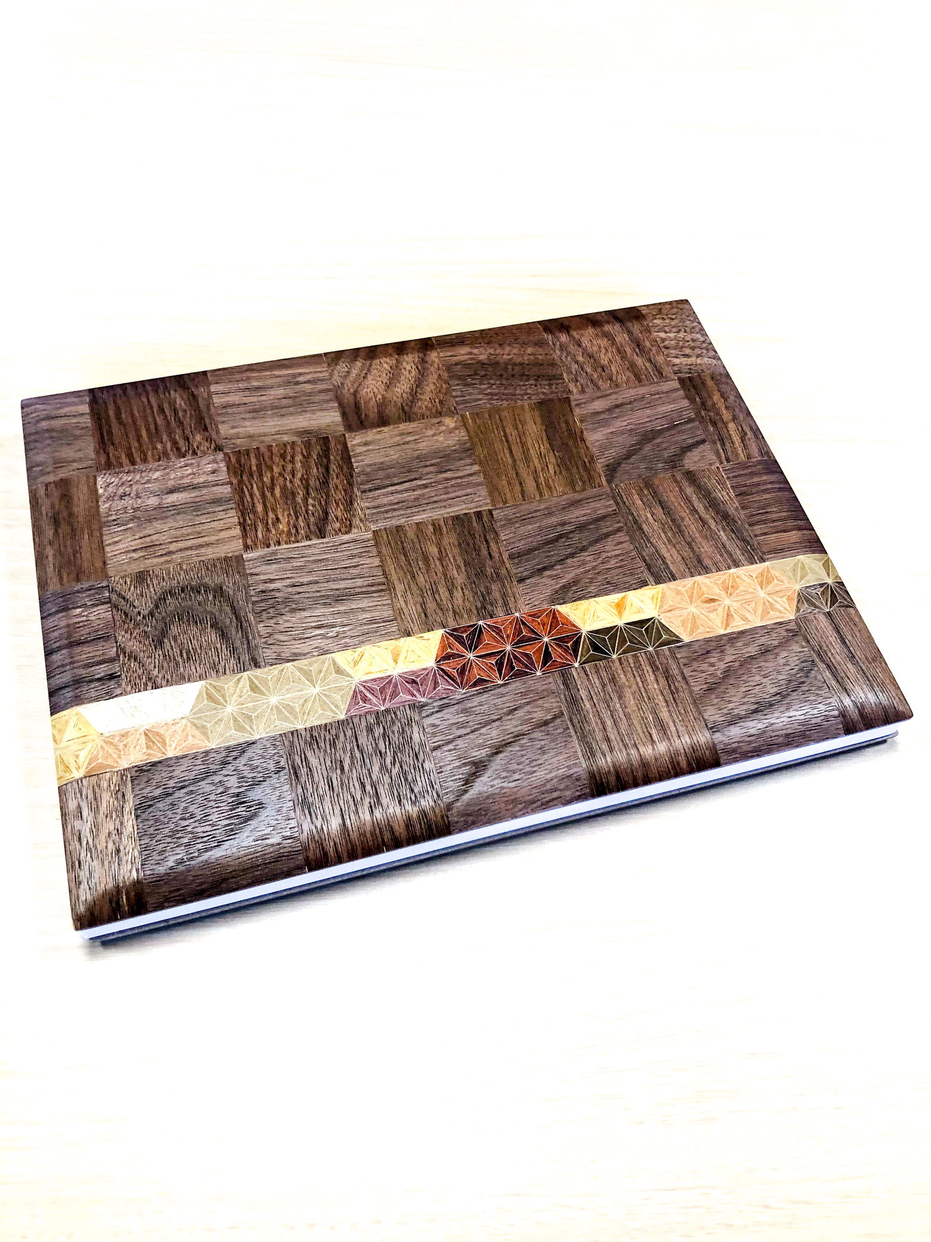 妙輪寺特製 黒板市松模様+麻の葉ストライプ見開きご朱印帳