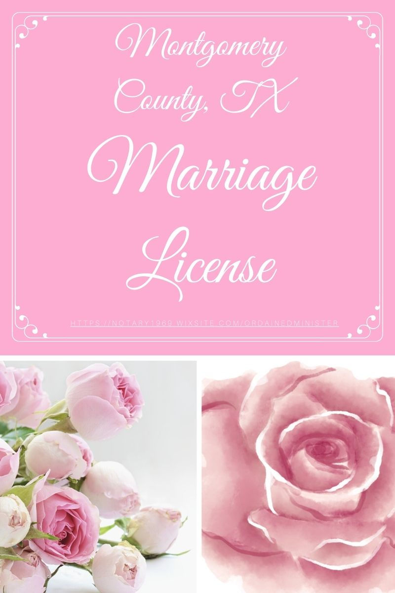 Montgomery County, TX Marriage License.  Pink Roses.
