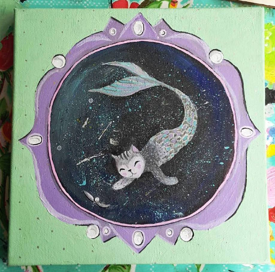 Purrmaid - Acrylic on canvas