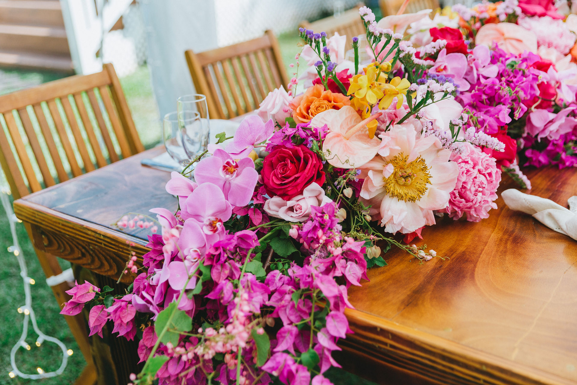 Gorgeous wedding florals by La Flor at Loulu Palms