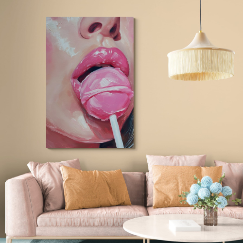 Toile Visage Sucette Rose