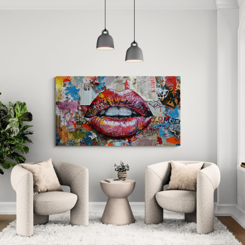 Toile Bouche Street Art B1