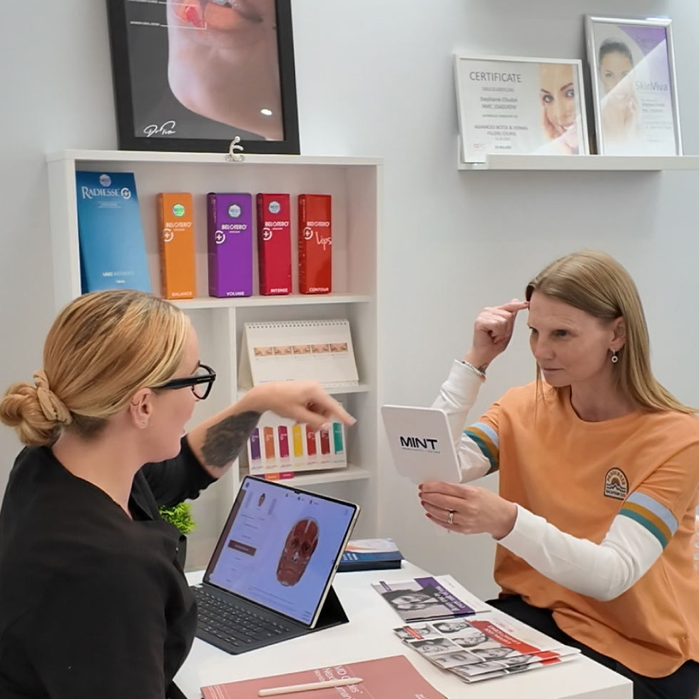 Eye-level view of a patient-ready consultation room at the clinic