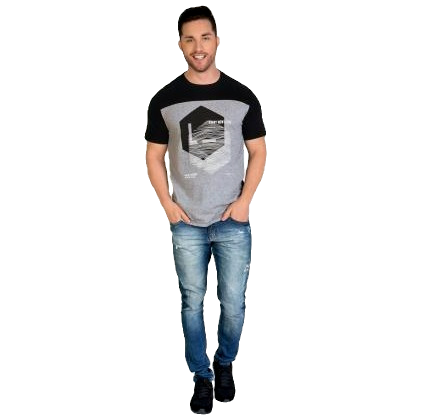 Thumbnail: T-SHIRT COM RECORTES E ESTAMPA FRONTAL