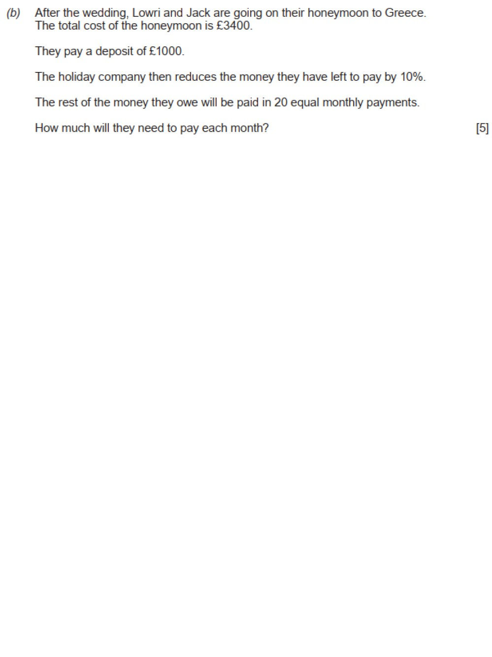 GCSE past paper question