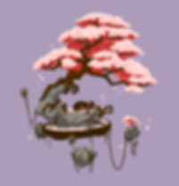 Cat with Cherry Blossom Bonsai Print