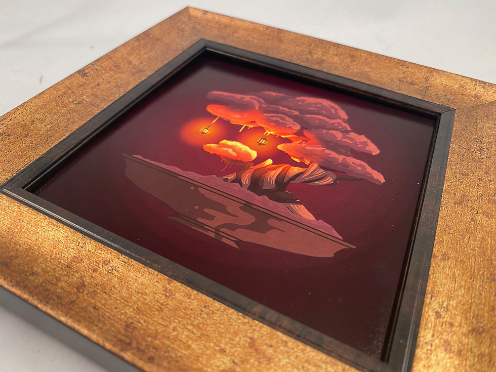 Thumbnail: 5x5 Print Bonsai Tree with Lanterns - Nighttime