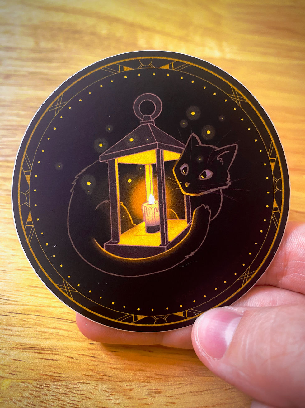 Thumbnail: Black Cat with Lantern Sticker