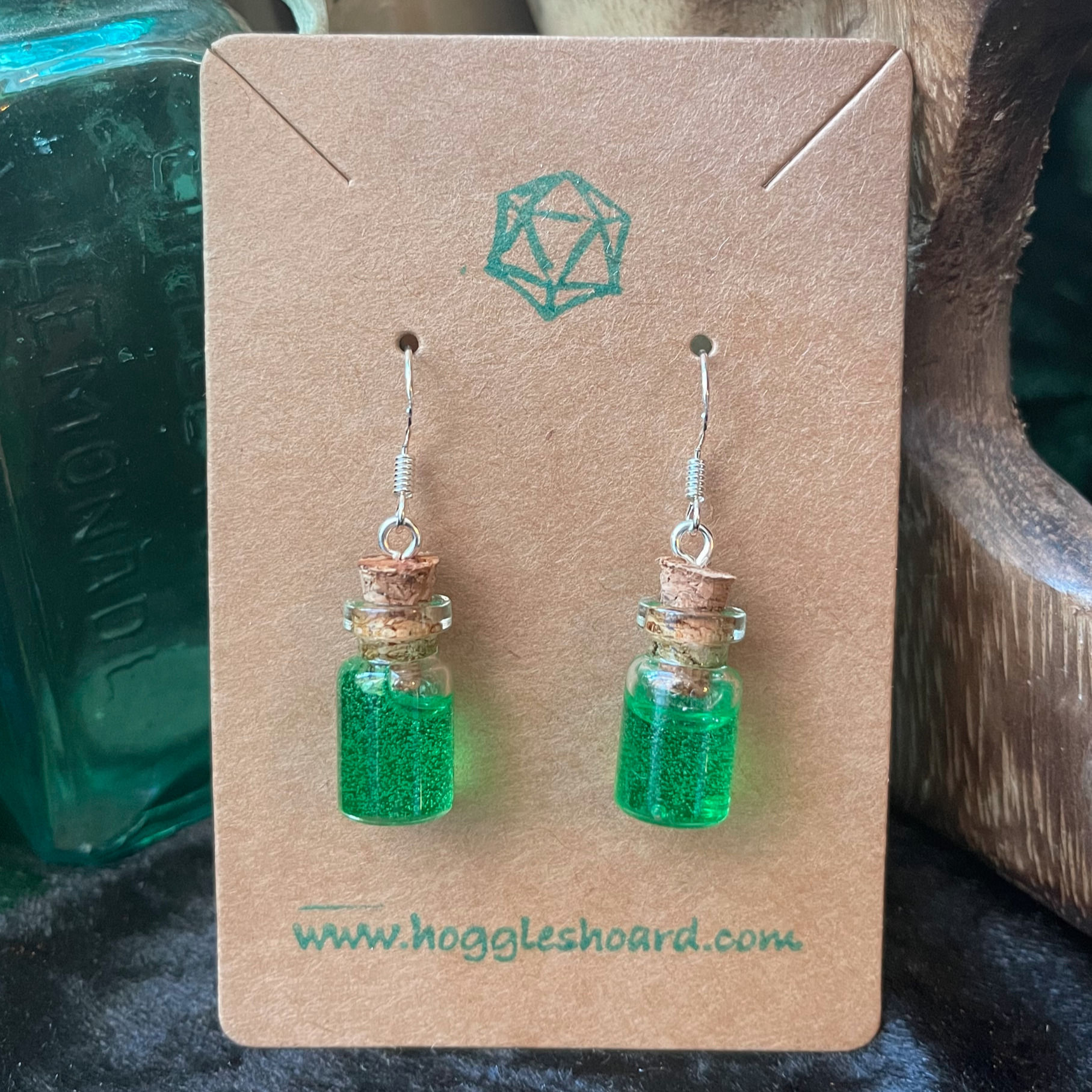 Potion Bottle Earrings - Green Slime