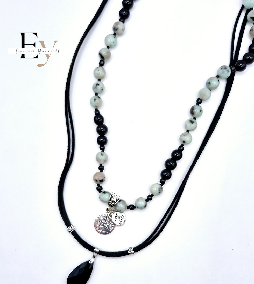 Thumbnail: Layered Kiwi Jasper necklace