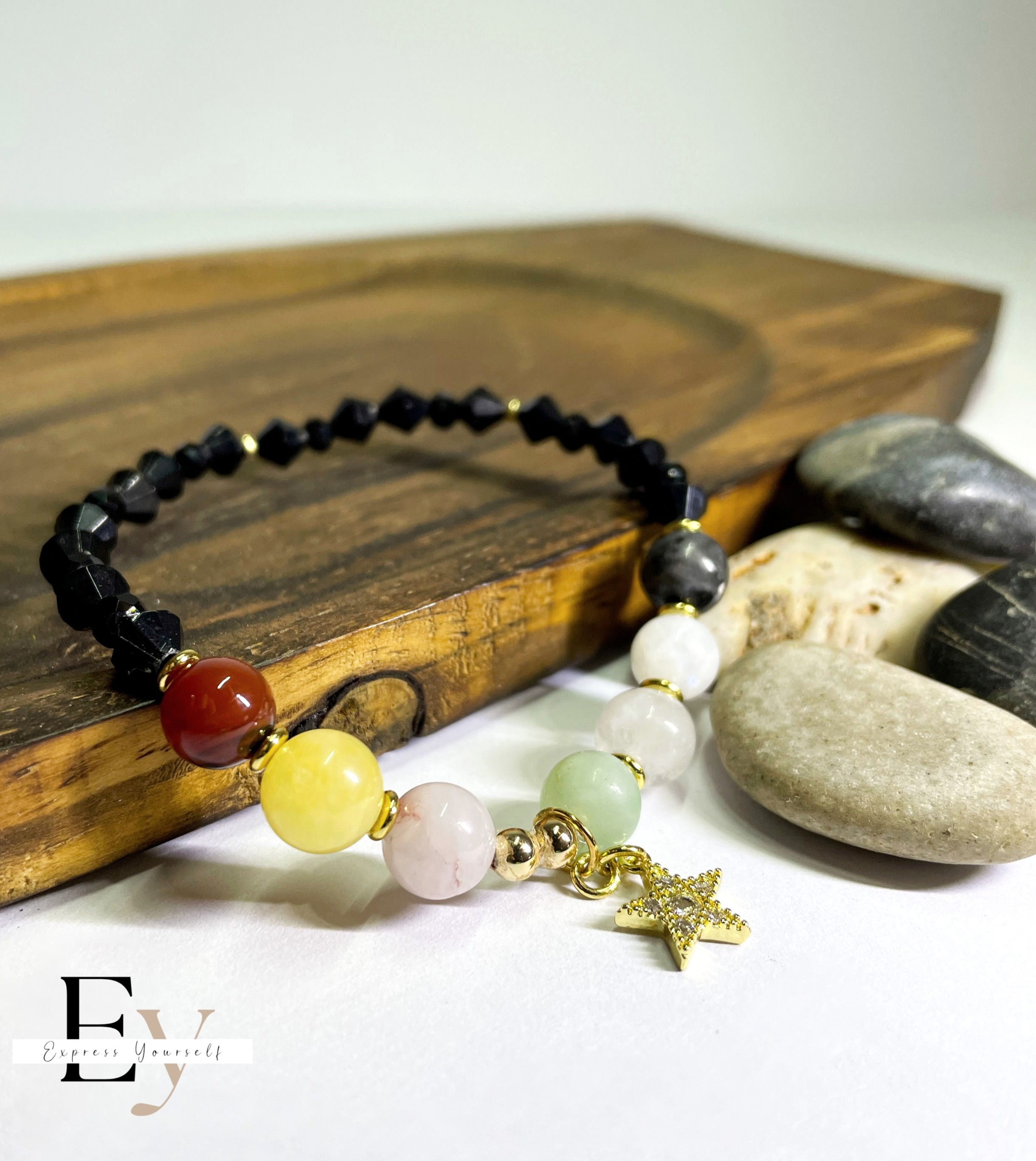 7 Chakras with cubic zirconia star bracelet