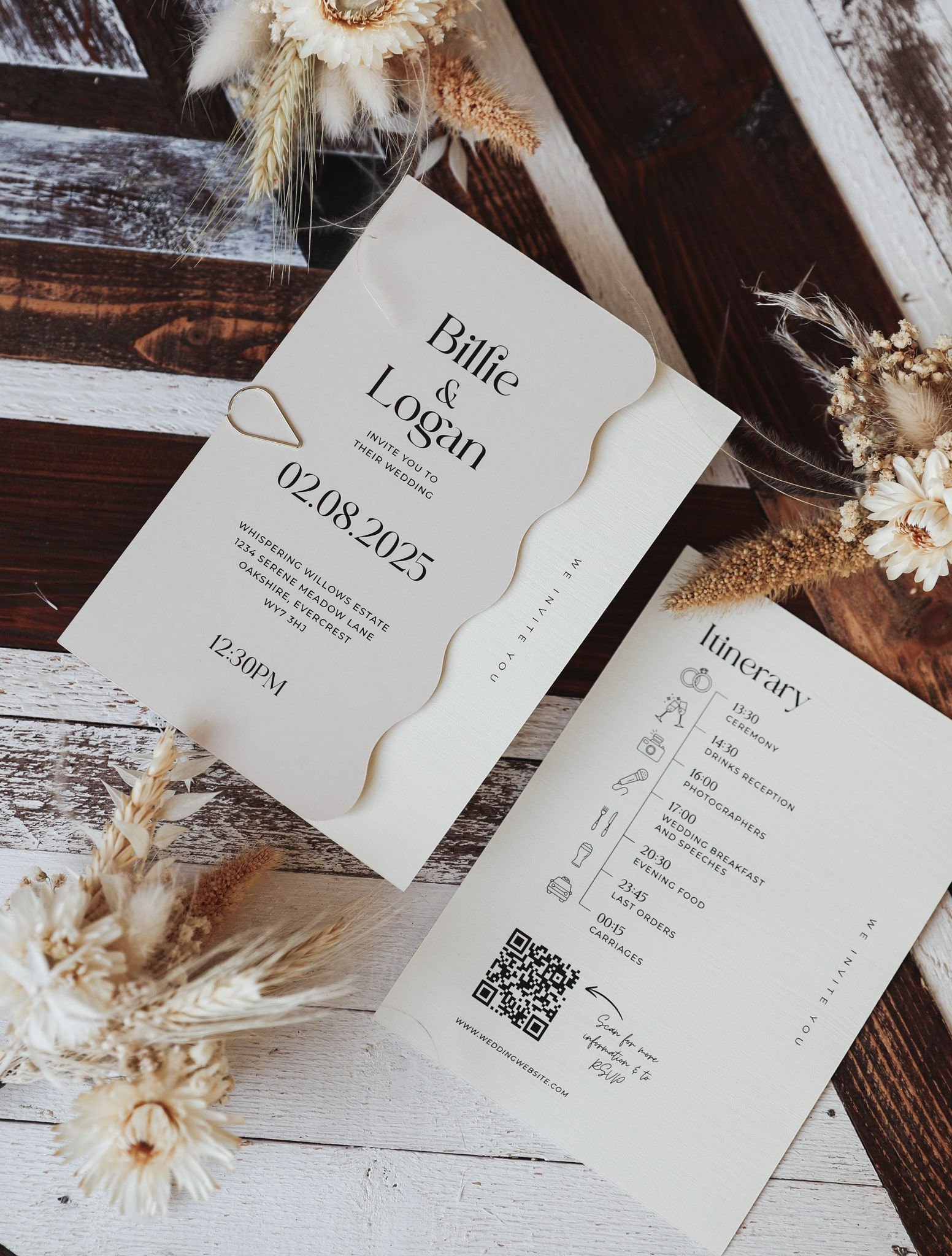 Linaria Wedding Invitation & Itinerary