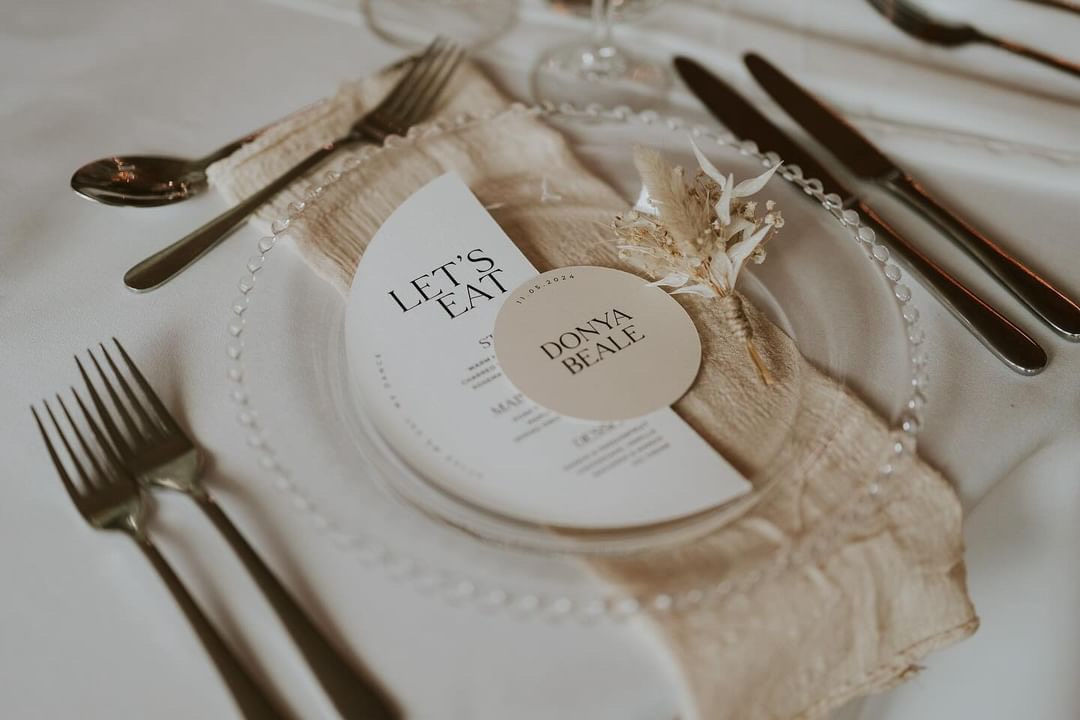 Abelia Personalised Printed Menu with Guest Name