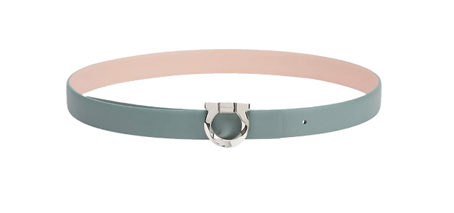 Ferragamo Gancio Leather Belt Light Blue