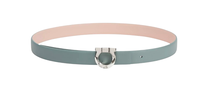 Ferragamo Gancio Leather Belt Light Blue