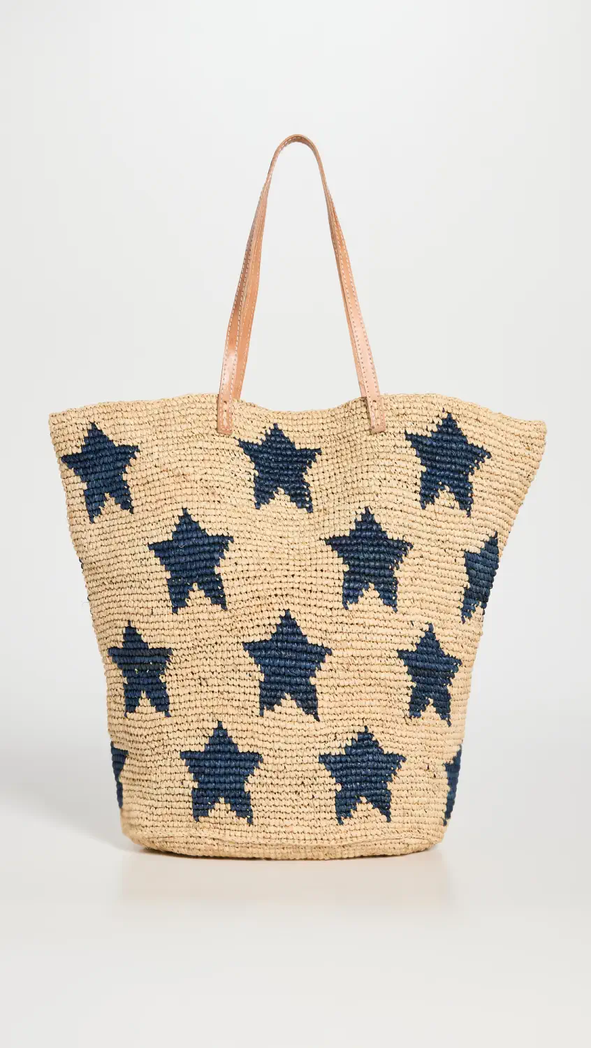 Mar Y Sol Beach Tote with navy stars