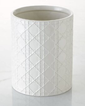Kassatex Porcelain Cane Bin White