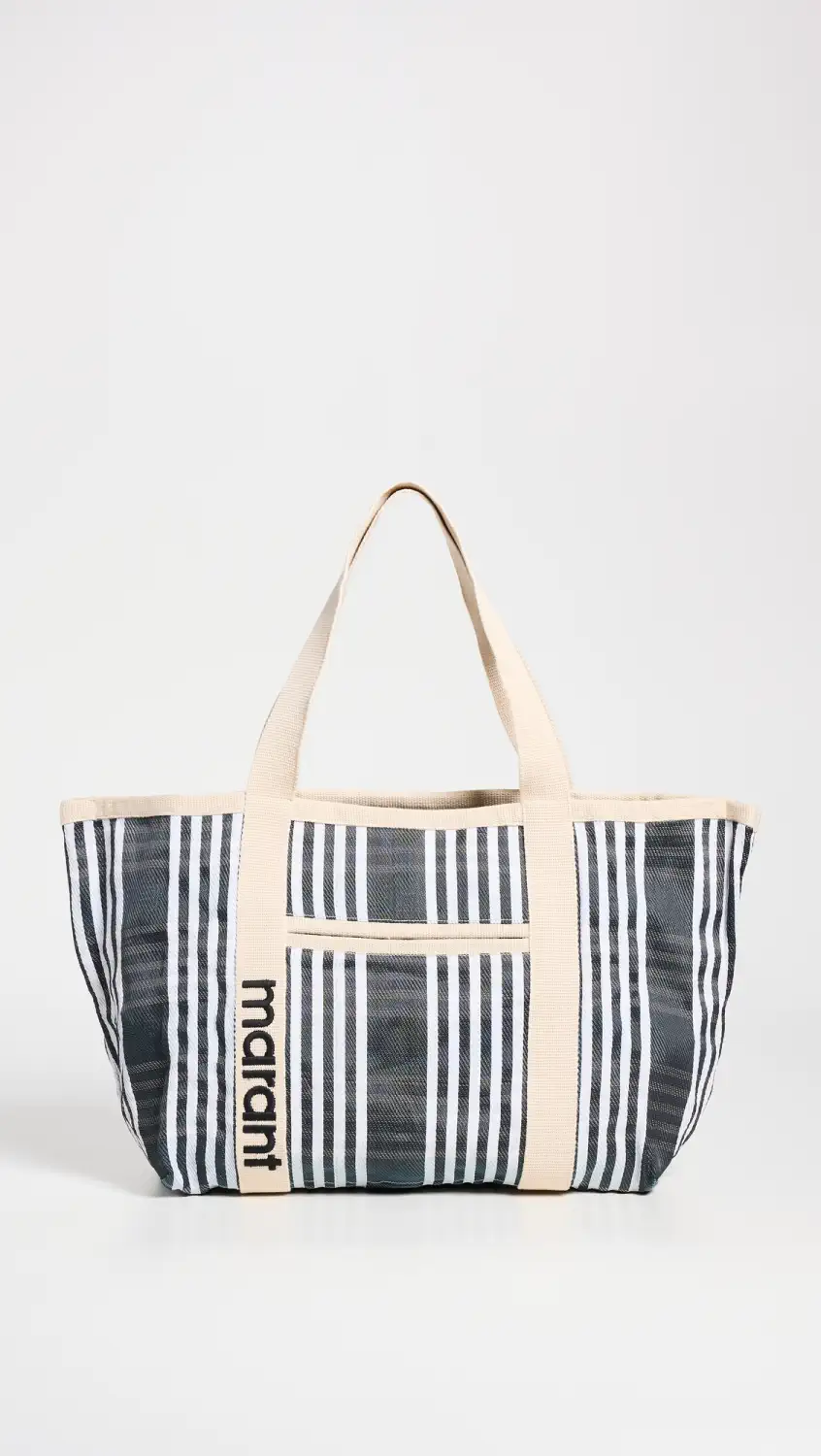 Isabel Marant blue and white striped beach bag