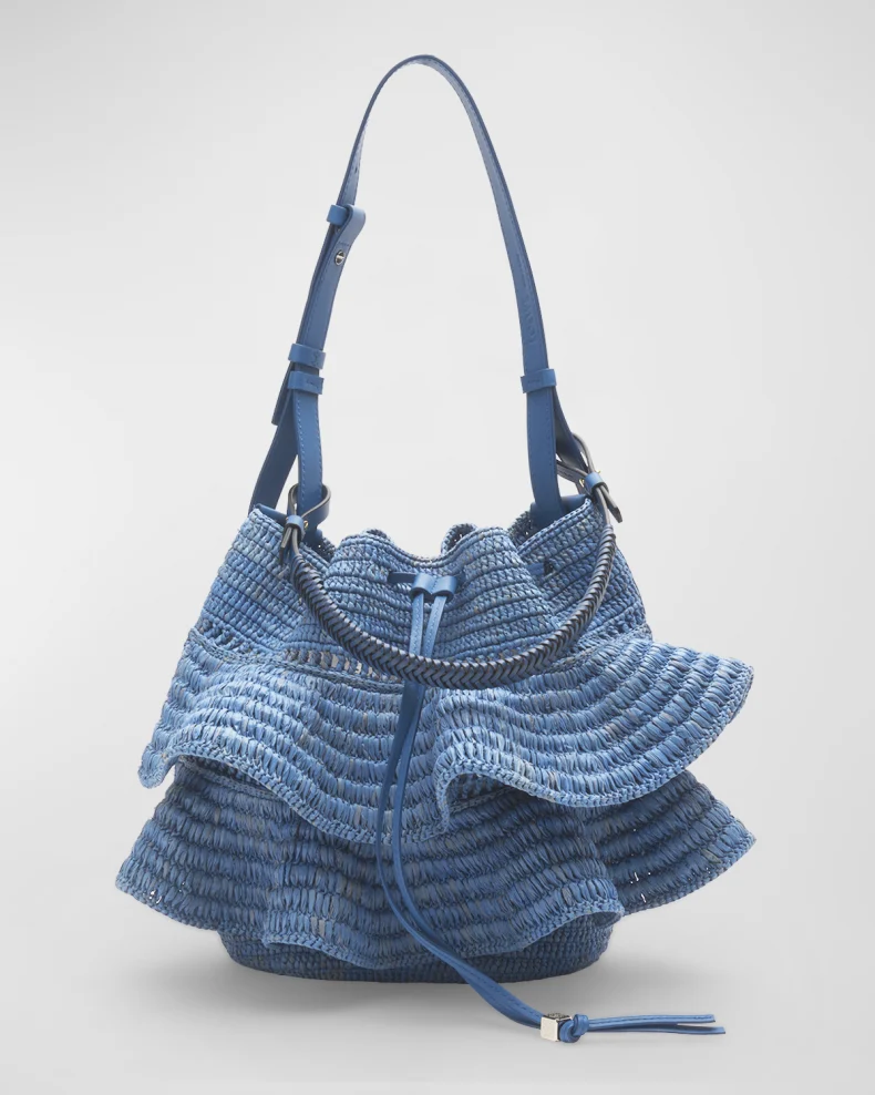 Loewe x Paula’s Ibiza Balloon Ruffled Raffia Shoulder Bag