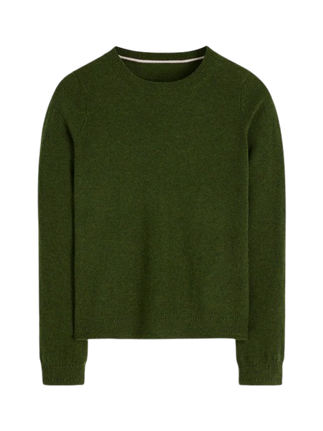 Eva Cashmere Crew Cardigan - Green