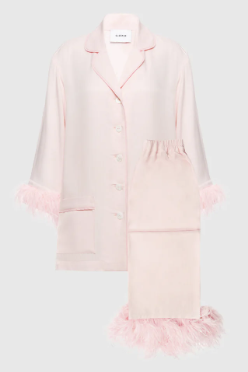 Sleeper Cropped Feather PJ Set Pink
