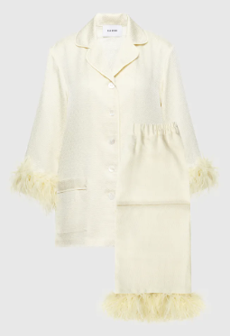 Sleeper Feather Trim PJ Set Yellow