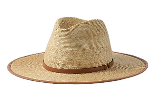 VALENTINO GARAVANI VLOGO leather-trimmed straw sunhat