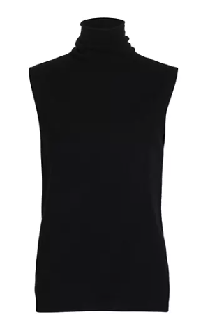 Saks Cashmere Turtleneck Sleeveless Black