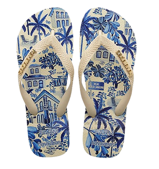 Farm Rio Havaianas Flip Flop Blue and White