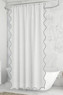 Scalloped Shower Curtain White and Grey