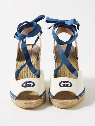 Gucci Interlocking G Canvas Espadrille Wedges