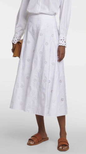 Chloe Cotton Midi Skirt White