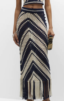 Zimmermann Crochet Fringe Skirt Blue and White