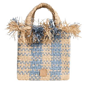 PAMELA MUNSON Check Mate Mini Neutral and Light Blue