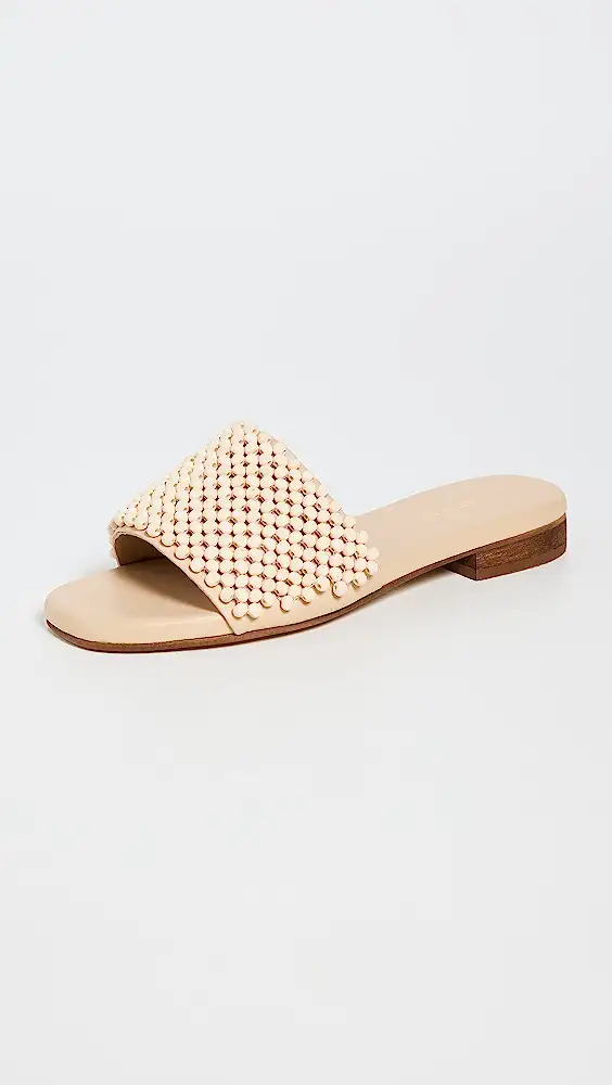 Kaanas Beaded Slide Sandal Neutral