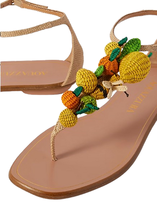 AQUAZZURA Citrus Punch embellished woven raffia sandals