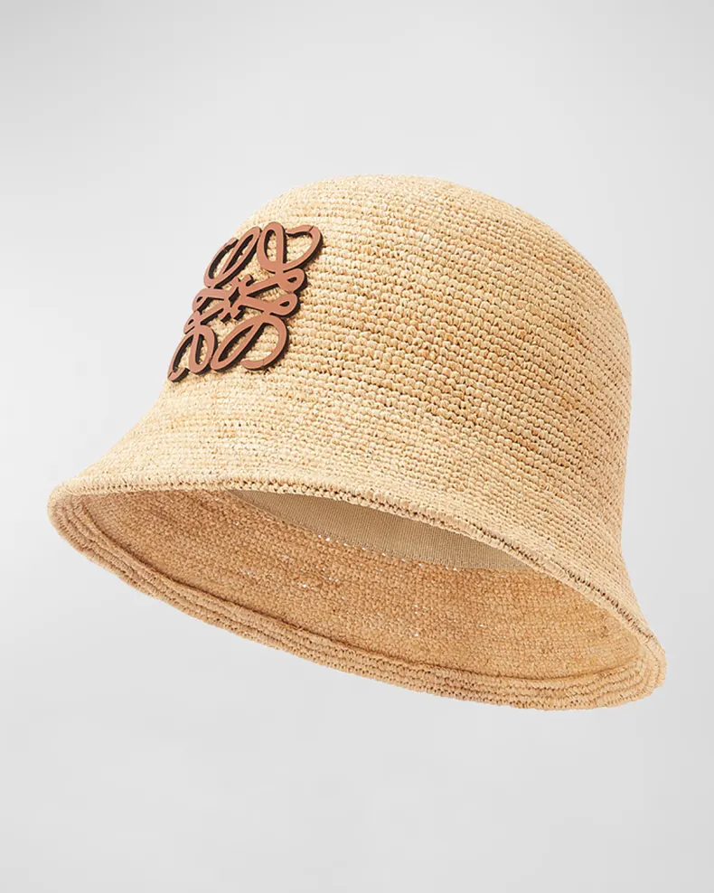 Loewe Anagram Raffia Bucket Hat