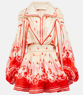 Zimmermann Silk Minidress Pink, Red, Creme