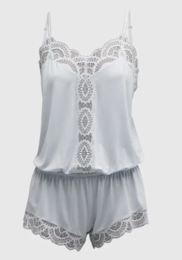 Eberjey Dreamer Teddy w/ Lace Ice Blue